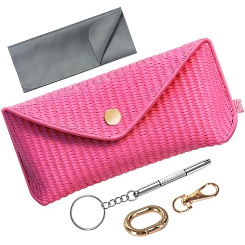 RayLove Glasses Case Hard Shell, Portable Sunglasses case Travel Protection Glasses Case, Reading Glasses Case for Women Men - color: Woven, Rose