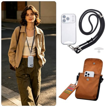 HUA ANGEL Small Crossbody Bag for Women, Phone Lanyard for Women/Men, Cell Phone Purses with Detachable 6-Layer Card Holder - color: Orange