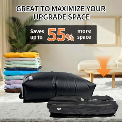 Reusable Vacuum Compression Travel Bag with Wireless Pump, Vacuum Bags for Carry On Suitcases and Backpack, Waterproof Space Saver Vacpack (2-Pack, Pump Included)