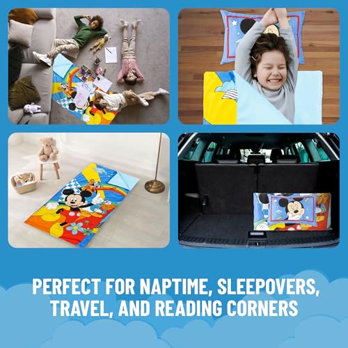 Jay Franco Kids Slumber Bag and Pillow - 54 x 27 Inch Comfy Indoor Sleeping Bag for School and Sleepovers, 2 Piece Set, Multi - Mickey Mouse - color: Multi - Mickey Mouse