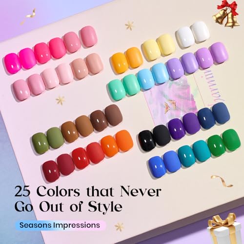 Beetles Summer Gel Nail Polish - Seasons Impressions Collection, 25 Colors Bright Gel Polish White Red Pink Nude Green Purple Blue 4th of Julu Nails Glossy Matte Glitter Top Base Coat Gifts for Women - color: Seasons Impressions Color Bottle Gel