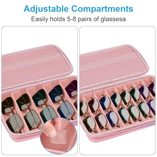 FINTIE Travel Sunglasses Organizer Case with 8-Slot Adjustable Compartments, Hard EVA Eyeglasses Storage Bag for Men Women (Fantasy Ombre) - color: Fantasy Ombre