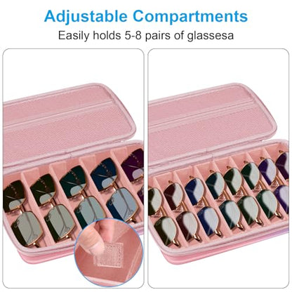 FINTIE Travel Sunglasses Organizer Case with 8-Slot Adjustable Compartments, Hard EVA Eyeglasses Storage Bag for Men Women (Fantasy Ombre) - color: Fantasy Ombre