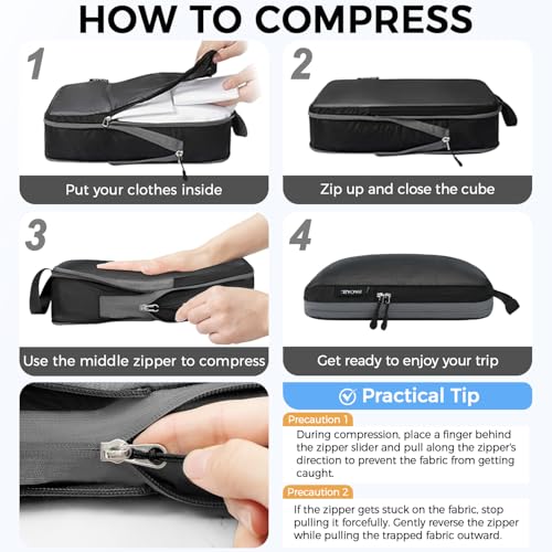 BAGAIL 6 Set Ultralight Compression Packing Cubes Packing Organizer for Travel Accessories Luggage Suitcase Backpack - color: Black40D, style: Mesh Pattern