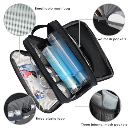 Toiletry Bag for Men Hanging Dopp Kit Water Resistant Shaving Bag Small Toiletry Bag for Traveling (Denim Pure Black) - color: Denim Pure lack