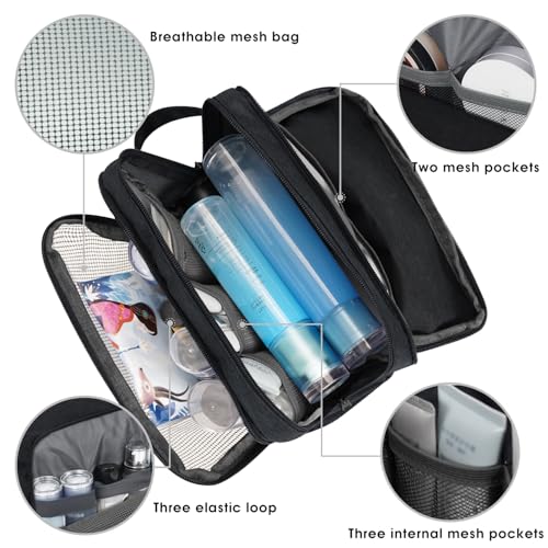 Toiletry Bag for Men Hanging Dopp Kit Water Resistant Shaving Bag Small Toiletry Bag for Traveling (Pure Black) - color: Pure Black