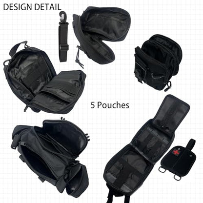 6 Pack Tactical Molle Car Seat Back Organizer Tactical Vehicle Panel with 5 Detachable Molle Pouch for Car Truck Ford Jeep Vehicle,US Patch Automotive Organizer For Man (5 Pouches) - style: 5 Pouches