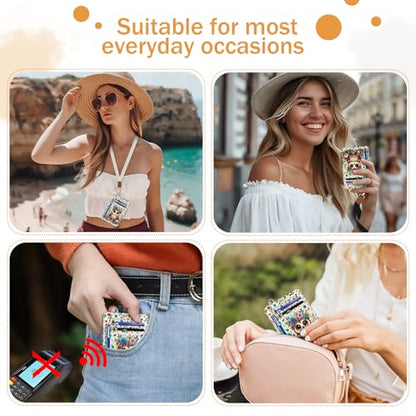 Yonlevres Credit Card Holder Slim Wallet, Floral Owl RFID Wallet Women Front Pocket Small Card Holder, Funny Cute Travel Thin Card Case ID Window PU Leather RFID Blocking Card Organizer Gift Girls - color: Owl
