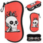 Sunglasses Case with Belt Clip, Ultra Light Neoprene Zipper Soft Padded Glasses Case for Women Men - color: Fun Skull