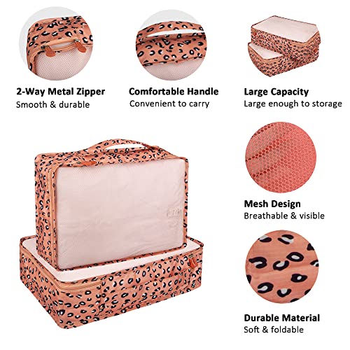 Packing Cubes Set, 2 Pcs Packing Organizers Set for Suitcases (Pink leopard) - color: Pink leopard