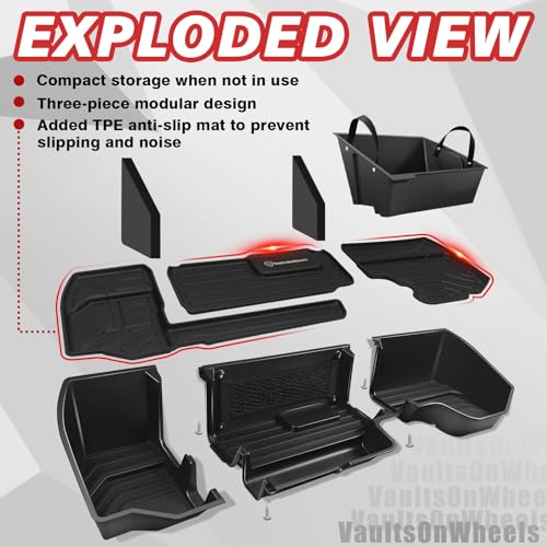 VaultsOnWheels Under Seat Storage Box Fit for 2019-2026 Chevy Silverado 1500/2500/3500HD (Not for Rear Kicker Subwoofer), Console Organizer Truck Tool Box Detachable Underseat Organizer w/TPE Mats - size: 2)Silverado|2019+|Rear underseat storage