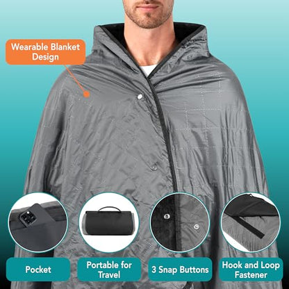 SUN CUBE Large Waterproof Camping Blanket, Fleece Quilted Stadium Blanket for Cold Weather, Windproof Foldable Outdoor Blanket Mat for Picnic, Beach, Pets, Car, 60x80in - color: Grey/Black Fleece