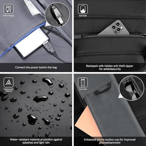 Kingsons 13" Anti-Theft Laptop Sling Backpack. Waterproof nylon, USB port. Ideal for travel, hiking, camping. (FG6301-Black) - color: Fg6301-black