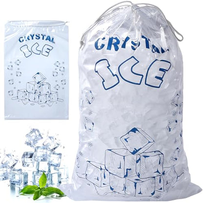 Ice Bags 5lb with Drawstring, 50 Pack Plastic Ice Bags for Ice Storage - size: 5LB