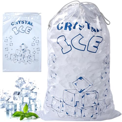 Ice Bags 5lb with Drawstring, 50 Pack Plastic Ice Bags for Ice Storage - size: 5LB