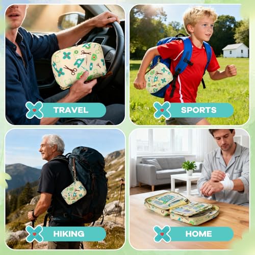 Portable Travel First Aid Kit for Kids and Adults, 143 Pieces All-Purpose Emergency First Aid Kit for Home, Car, Diaper Bag, Survival, Camping, Hiking, and More (Off-White) - color: Off-white