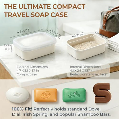 AIMAIAIMAI Compact Leakproof Travel Soap Case, Shatterproof Silicone Travel Soap Container with Draining Pad, Great for Outdoor, Camping, Gym (Off-White) - color: Off-white
