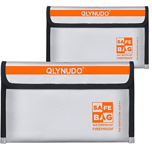 Small Fireproof Money Bag for Cash - Nesting 2 Pack (9.2"x5.7" & 8"x5"), Waterproof Money Pouch with Zipper, Fire Safe Accessories & Cash Envelopes for Budgeting, Emergency Grab (All Silver) - color: small-grey+big-grey