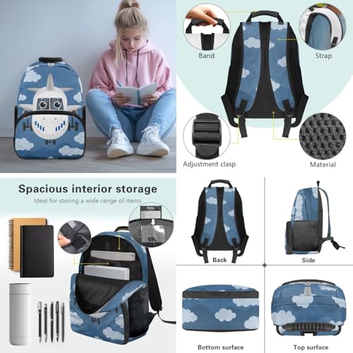 Kids Boys School Backpacks Set,Airplane School Bus Bookbag for Preschool Study,Back to School Supplies,Large Capacity Backpack with Lunch Box and Pencil Case Bundle - color: Airplane -1