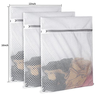 SUERIV 3Pcs Durable Honeycomb Mesh Laundry Bags for Delicates 125gsm Net Fabric Durable and Reusable Delicate Wash Bag,Organization Bag for Lingerie,Sock,12 x 16 Inches(3 Medium) - size: Set of 3 Medium