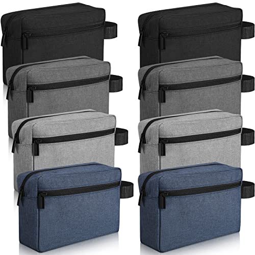 Sanwuta 8 Pcs Travel Toiletry Bags for Men Large Water Resistant Shaving Bag Portable Cosmetic Storage Bags with Handle Travel Pouch Case for Father's Day Wedding Gifts 4 Colors