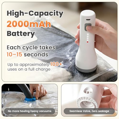 2026 Update 15 Pack Carry-on Size Compression Packing Bags | TSA Approved, 1.5s Hold to Start, 2000mAh Rechargeable, 100+ vacuum seals per charge, for Luggage and Suitcase