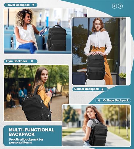 BOXSAM Vacuum Travel Backpack with Pump for Women,Personal Item Carry on Backpacks 18x14x8 inches Flight Approved for Men,Laptop Waterproof Work Compression bags Casual Daypack Black - color: Z1-black