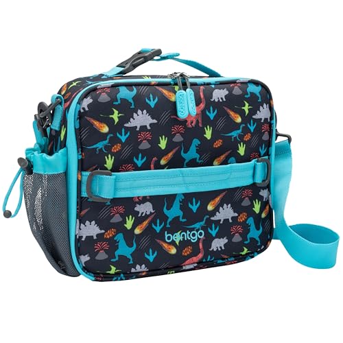 Bentgo Kids Lunch Bag - Durable, Double-Insulated Lunch Bag for Kids 3+; Holds Lunch Box, Water Bottle, & Snacks; Easy-Clean Water-Resistant Fabric & Multiple Zippered Pockets (Dinosaur) - color: Dinosaur
