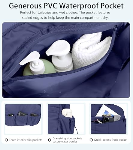 Lightweight Travel Duffle Bag for Women, Quilted Puffy Weekender with Wet Pocket for Gym, Overnight, Personal Item Carry On, Blue-Purple - color: Blue-Purple