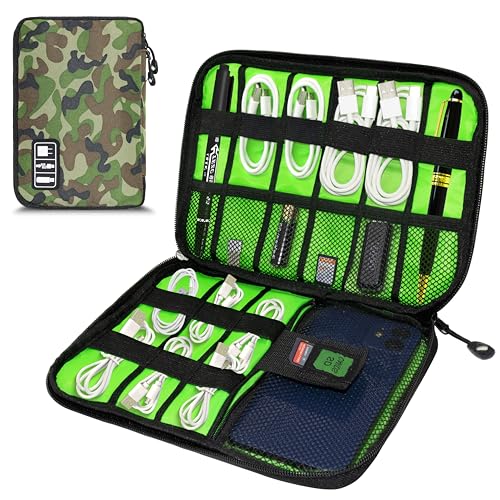 Electronics Organizer,Travel Cord Organizer Pouch, Portable Cable Organizer Bags,Travel Electronic Accessories Storage Case for Cables, Cords, Charger, Phone (CamouflageGreen) - color: A2-M-Camouflage Green, size: Medium