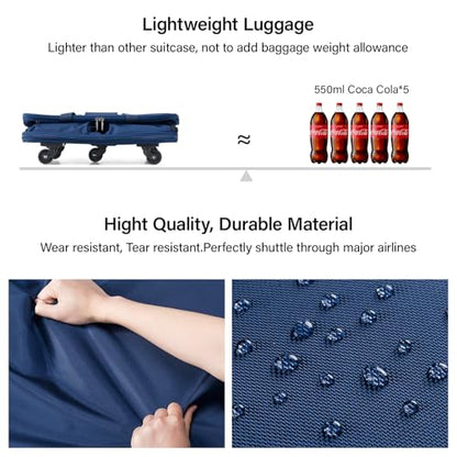 Hanke Expandable Collapsible Luggage with Wheels Suitcase Luggage Rolling Travel Bag Duffel Bag for Men Women Lightweight Suitcase Large Capacity with Spinner Wheel (Blue) - color: Blue Upgrade Version 2