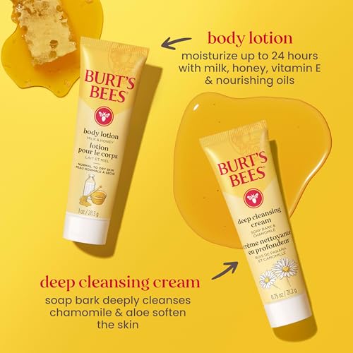 Burt's Bees Mothers Day Gifts Ideas - Essentials Everyday Set, 5 Travel Size Products - Deep Cleansing Cream, Hand Salve, Body Lotion, Foot Cream and Original Lip Balm - style: Everyday Essentials Set- New