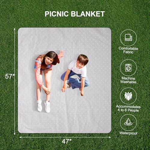 Picnic Basket Set for 2 - Wicker Insulated Picnic Basket with Waterproof Blanket, Folding Wine Picnic Table & Cutlery Kits, Picnic Baskets Kit for Camping, Outdoor, Valentine (White Flower)