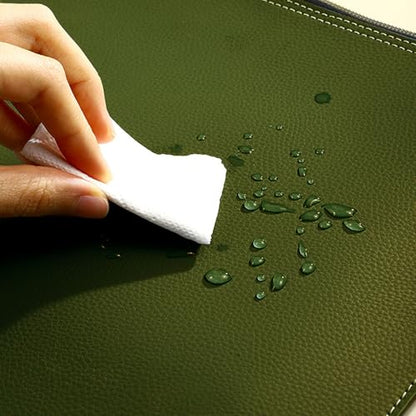 PU Leather A4 File Folder Zipper Document Holder Envelope Folder Case for Receipt Contract (Green) - color: Green