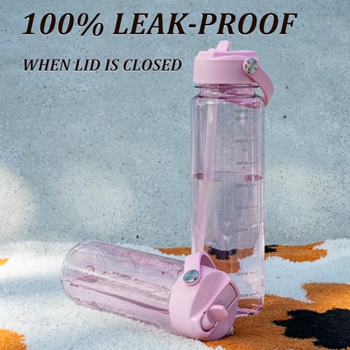 GOPPUS 20oz Clear Water Bottle with Flip Straw, Lightweight, Leakproof, Easy Carry and BPA-Free, Tritan Water Bottlefor Sport, Travel, Outside (Pink) - color: Pink, size: 20 Ounces