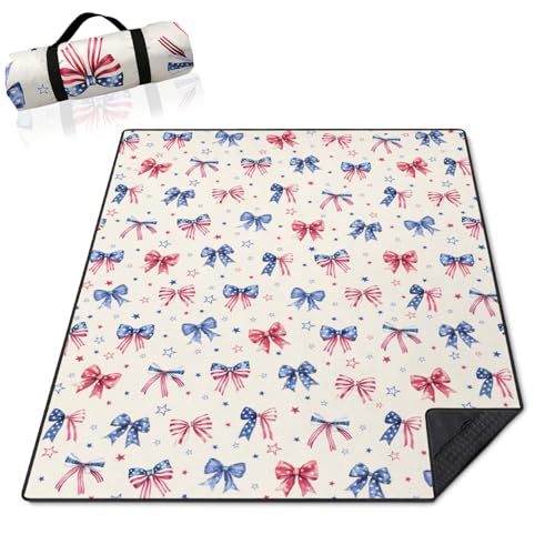 60’‘x80'' 4th of July Blankets Waterproof Foldable American Flag Portable Outdoor Picnic Mat Water Resistant for Grass Padded Lawn Park Blanket for Camping,Patriotic Military Gifts for Fathers Day - color: 4th of July2