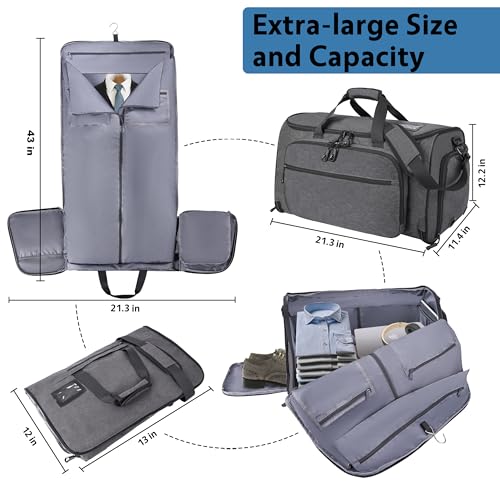 HILOMON Garment Duffle Bags for Travel, YKK Zippers Carry On Convertible Suit Bag with Waterproof Compartment & Shoe Compartment & Shoulder Strap - color: Waterproof Compartment