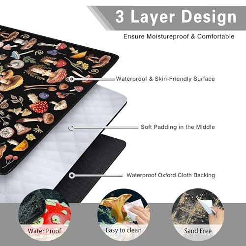 Supfitness Extra Large Picnic Blankets Waterproof Foldable (80 "x 80") Beach Blanket Waterproof Sandproof,3-Layer Thicking Mat Outdoor Packable Camping Blanket(Bohemian) - color: Black, size: 80x80in