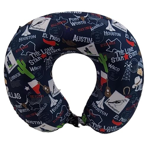 Wolf Essentials Adult Soft Memory Foam 12 x 13-inch Travel Neck Pillow, Compact, Perfect for Plane or Car, Texas - style: Texas
