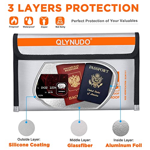 Small Fireproof Money Bag for Cash - Nesting 2 Pack (9.2"x5.7" & 8"x5"), Waterproof Money Pouch with Zipper, Fire Safe Accessories & Cash Envelopes for Budgeting, Emergency Grab (All Silver) - color: small-grey+big-grey