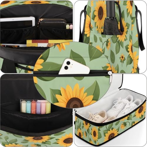 Travel Duffel Bag Lovely Sunflowers Weekender Bag with Shoe Compartment Foldable Overnight Bags for Travel Sports Lightweight Gym Bags for Men Women - color: Lovely Sunflowers