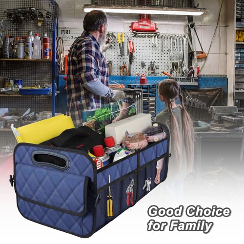 Deosk Car Trunk Organizer for SUV, Car Organizers and Storage with Reinforced Handles, Car Accessories for Women/Men 50L Waterproof Polyester Trunk Organizer(Medium, Dark Blue) - color: Dark Blue, size: Medium