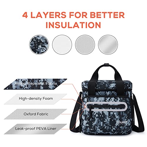 TOURIT Large Lunch Bag 14L Insulated Lunch Box Lunch Cooler for Men Women Work, Black - color: Camo