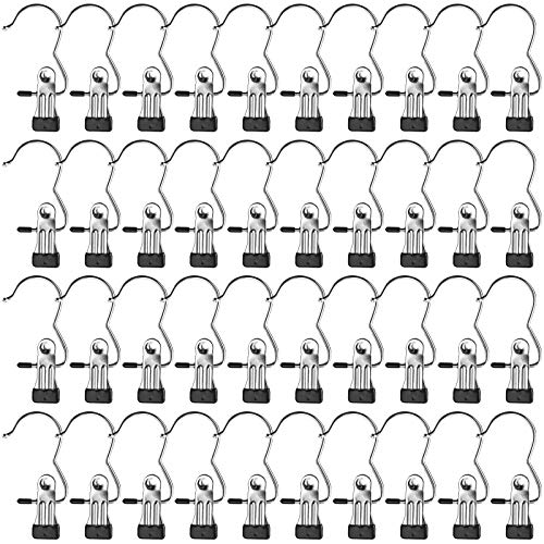 Tosnail 40 Pieces Boot Hanger Clips, Stainless Steel Laundry Hooks, Closet Hanging Clips, Space Saving for Jeans, Hats, Tall Boots, Towels - size: 2x4 inches