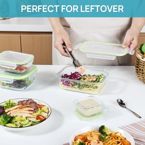Vtopmart 8 Pack Glass Food Storage Containers with Lids (Grass Green) - color: Grass Green