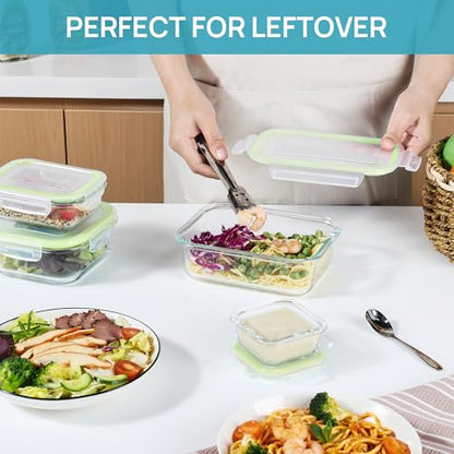 Vtopmart 8 Pack Glass Food Storage Containers with Lids (Grass Green) - color: Grass Green