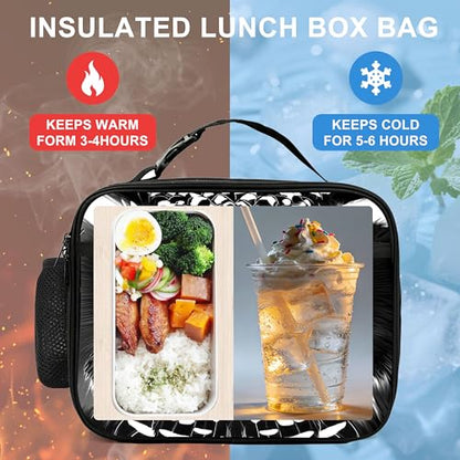 Black Owl Lunch Bag Insulated Reusable Lunch Box Cooler Thermal Tote Bag For Teenage Boys Girls School Beach - color: Black Owl