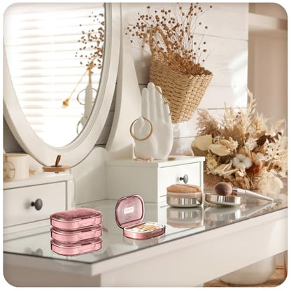 Kigley 4 Pcs Hair Tie Container Small Portable Travel Cotton Swab Holder Flosser Dispenser with Lid Plastic Box Storage Containers for Small Items, 3.94 x 2.76 Inch (Pink) - color: Pink
