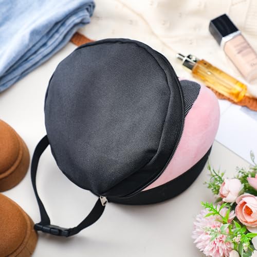 1 Pcs Travel Neck Pillow Bag Compact Travel Neck Carrying Case Bag for Airplane Train Journey Quick Release Clasp Attaches to Luggage Purse Backpack, Pillow Not Included (Black) - color: Black