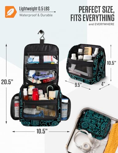 VENTURE 4TH Hanging Travel Toiletry Bag for Women & Men – Large Toiletry Organizer with 17 Compartments, Removable TSA Pouch, Travel Wash Bag for Toiletries, Makeup & Shaving Kit (Surfing Vibes) - color: Surfing Vibes